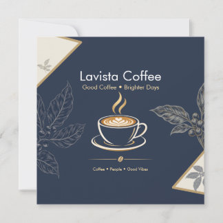 Festiva Tarjeta de agradecimiento elegante de café en navi