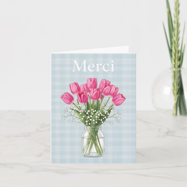 Festiva Tarjeta de agradecimiento Merci (Anverso)