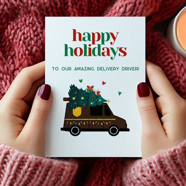 Festiva Tarjeta de agradecimiento para conductor de entreg (Holiday Christmas Delivery Driver Thank You Card)