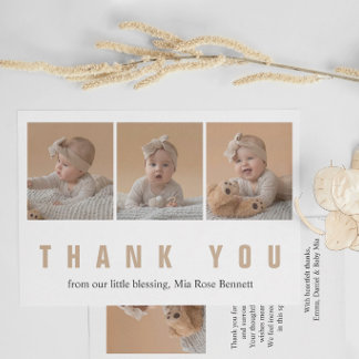 Festiva Tarjeta de agradecimiento personalizada para baby