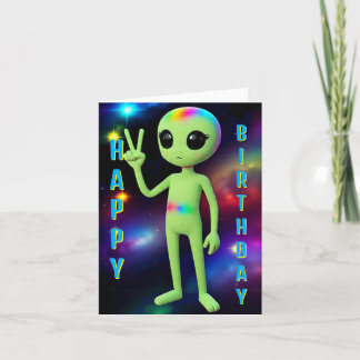 Festiva Tarjeta de alienígena de cumpleaños feliz