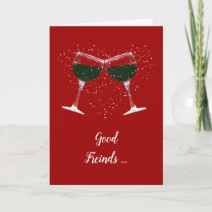 Festiva Tarjeta de amigos buenos vinos de amistad