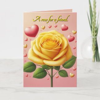 Festiva Tarjeta de amistad de rosa amarilla