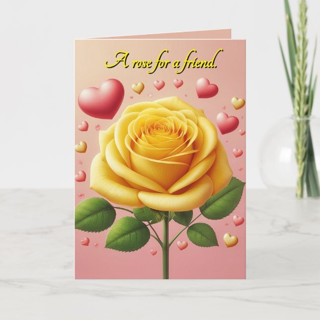 Festiva Tarjeta de amistad de rosa amarilla (Anverso)