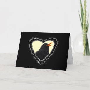 Festiva Tarjeta de amor Blackbird Heart Valentine Romance