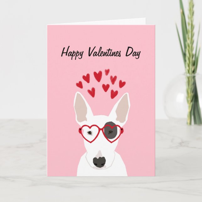 Festiva Tarjeta de amor Bull Terrier Valentines (Anverso)