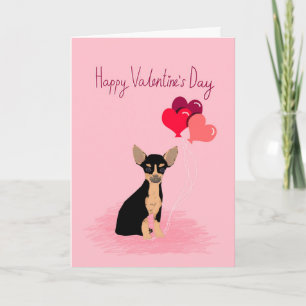 Festiva Tarjeta de amor Chihuahua Valentines - perro lindo