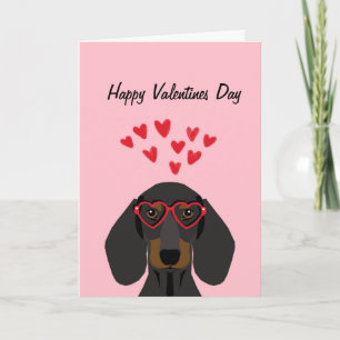 Festiva Tarjeta de amor Dachshund Valentines - negro y bro