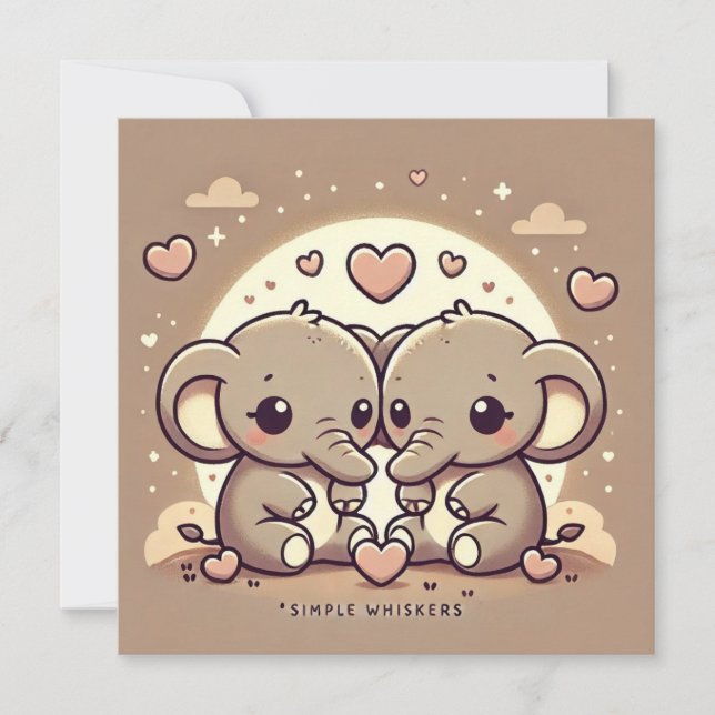 Festiva Tarjeta de Amor de Elefante (Anverso)