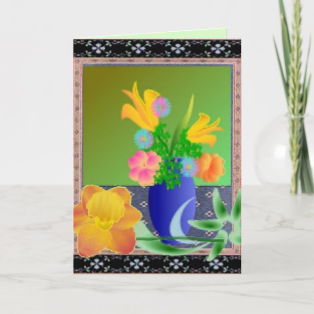Festiva Tarjeta de amor de flores (Anverso)