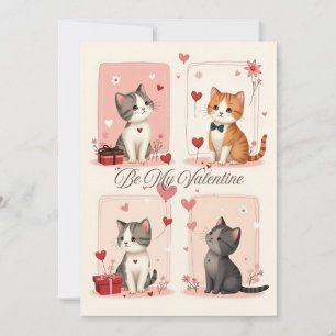 Festiva Tarjeta de Amor de Gatitos Adorables para San Vale