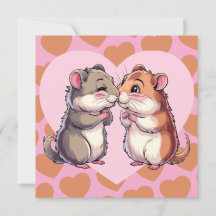 Tarjeta de amor de hámsters besándose para el Día 