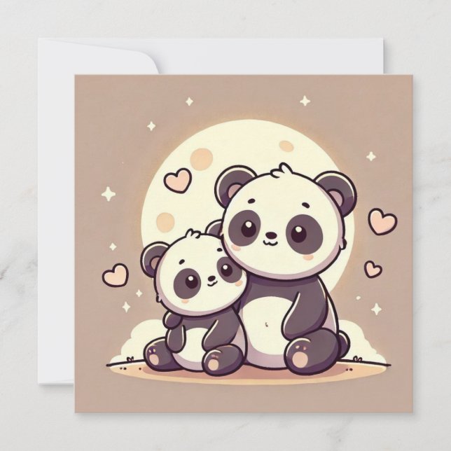 Festiva Tarjeta de amor de la luna del panda (Anverso)