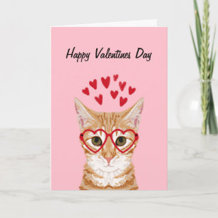Festiva Tarjeta de amor de San Valentín, Naranja Tabby