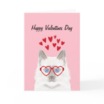 Tarjeta de amor de San Valentín para gato blanco