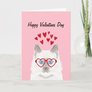 Festiva Tarjeta de amor de San Valentín para gato blanco