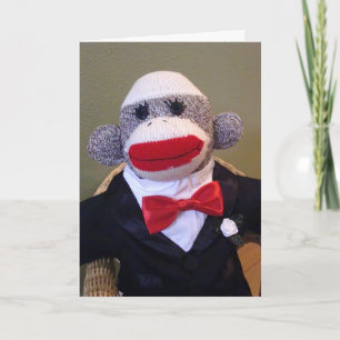 Festiva Tarjeta de amor del novio mono de calcetín de boda