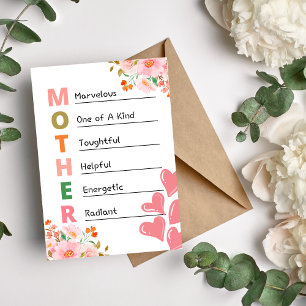 Festiva Tarjeta de amor floral rosa para madre