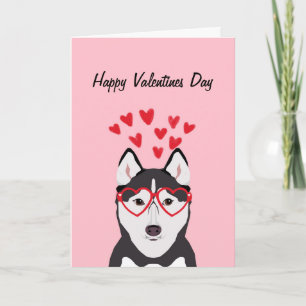 Festiva Tarjeta de amor Husky Dog Valentine