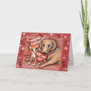Festiva Tarjeta de amor para gato y perro el día de San Va