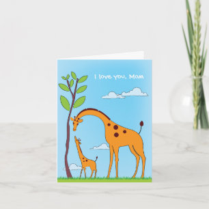 Festiva Tarjeta de amor para niños Valentine Giraffe