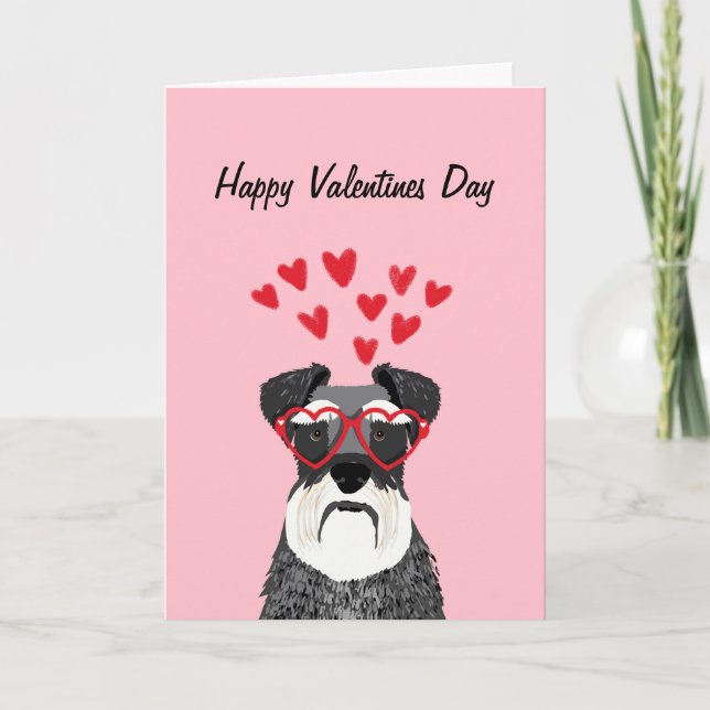 Festiva Tarjeta de amor para perro Schnauzer Valentine (Anverso)