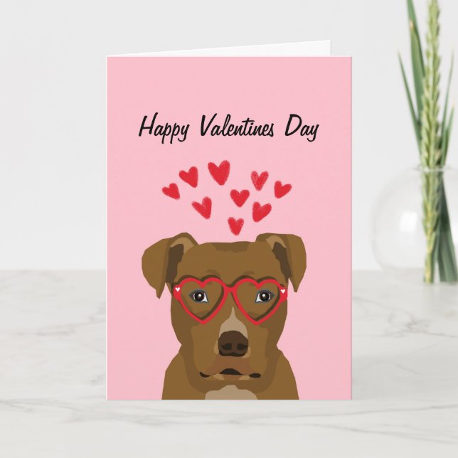 Festiva Tarjeta de amor Pitbull Valentines (Anverso)