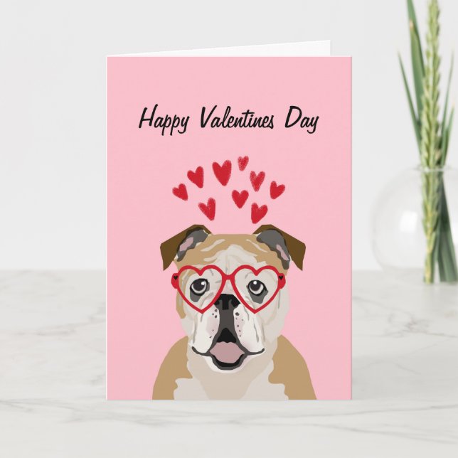 Festiva Tarjeta de amor Valentines Bulldog inglés (Anverso)