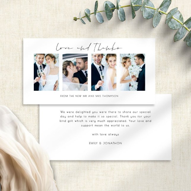 Festiva Tarjeta de amor y agradecimiento para recién casad (Front and back view)