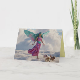 Festiva Tarjeta de ángel paseando al perro 2