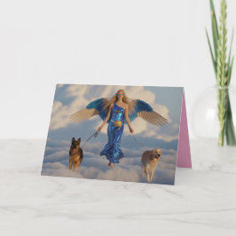 Festiva Tarjeta de Ángel Paseando al Perro 5