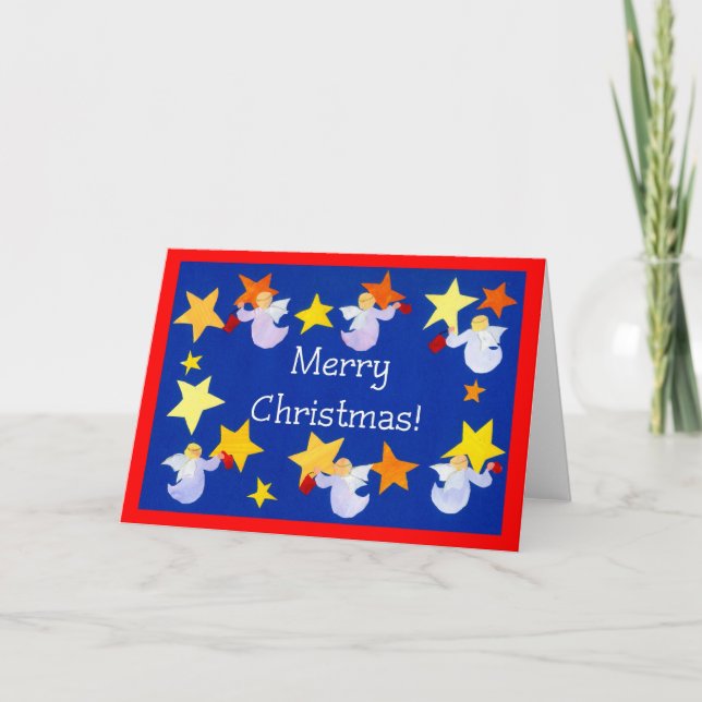 Festiva Tarjeta de ángeles navidades, inglés (Anverso)