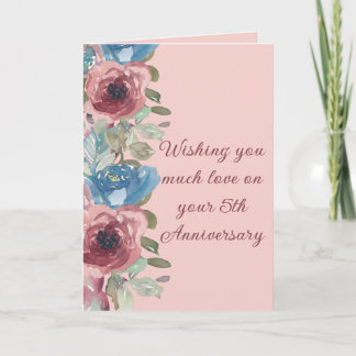 Festiva Tarjeta de aniversario de amor de una pareja 5 año
