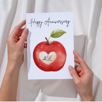 Tarjeta de aniversario de Apple de color de agua p