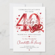 Tarjeta de aniversario de bodas número 40 | Aniver