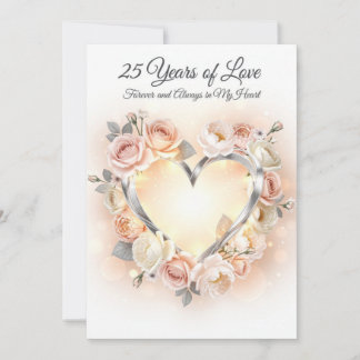 Festiva Tarjeta de aniversario de bodas romántico 25º
