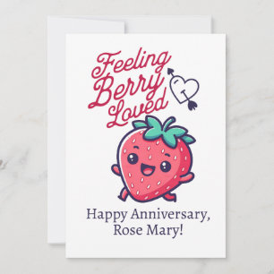 Festiva Tarjeta de aniversario de fresa sentida con amor