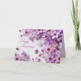 Festiva Tarjeta de Aniversario de las Flores Lilac
