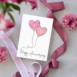Festiva Tarjeta de Aniversario de los Globos del Corazón R