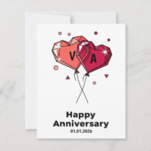 Tarjeta de aniversario de pareja con corazón de ac