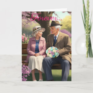 Festiva Tarjeta de aniversario de pareja vieja en parque
