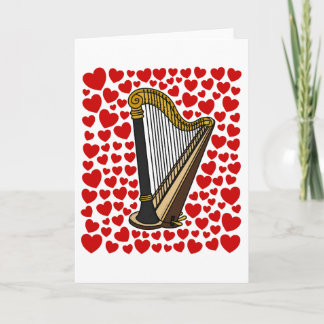 Festiva Tarjeta de aniversario de San Valentín con arpa y 