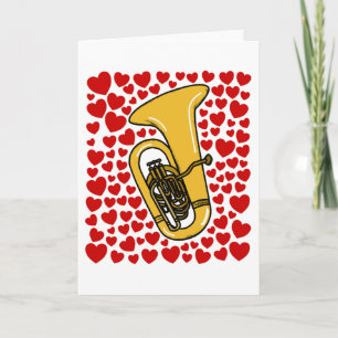 Festiva Tarjeta de aniversario de San Valentín con tuba y 