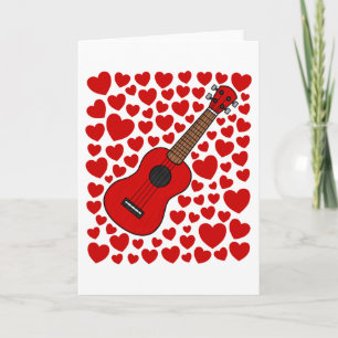 Festiva Tarjeta de aniversario de San Valentín con ukulele