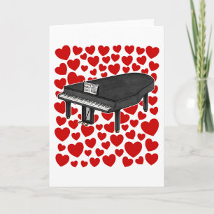 Festiva Tarjeta de aniversario de San Valentín de piano de