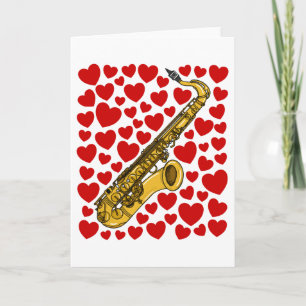 Festiva Tarjeta de aniversario de San Valentín de saxofón