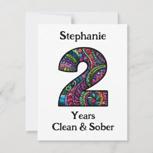 Festiva Tarjeta de Aniversario Sober Personalizado 2 Años
