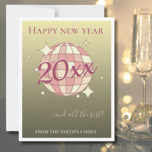 Festiva Tarjeta de año nuevo 2025 dorado retro 