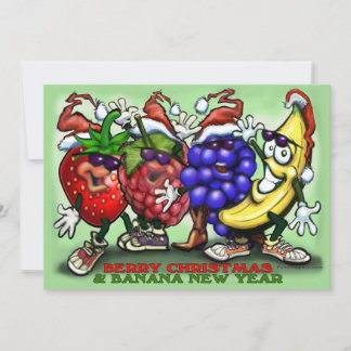 Festiva Tarjeta de Año Nuevo Banana para Navidades Berry