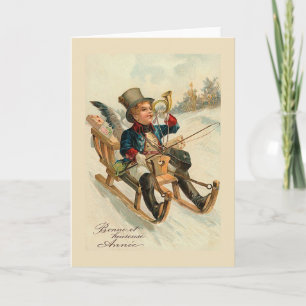 Festiva Tarjeta de Año Nuevo "Bonne et heureuse Annee"